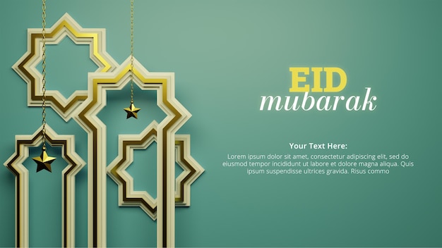 PSD eid al fitr with hanging star for social media post