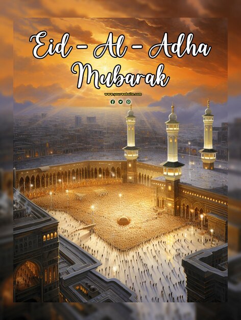 PSD eid aladha mubarak voor sociale media banner sjabloon