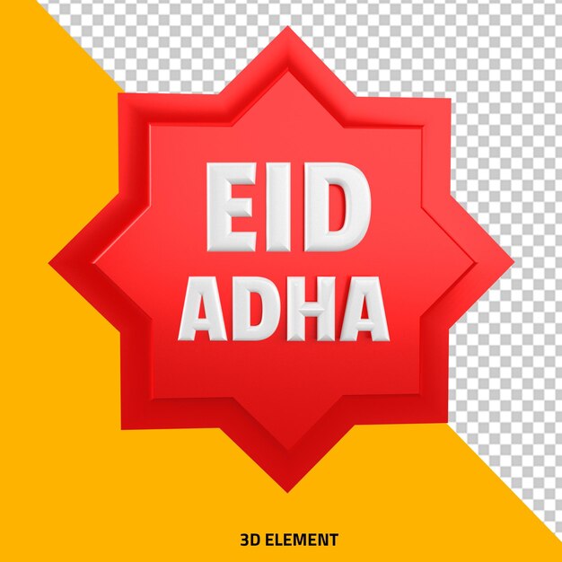 Eid aldha label 3d islamitische rode tag