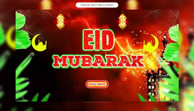 PSD eid festival greeting template ramadan lamp and moon with mandala background