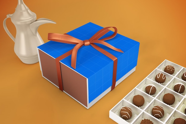 PSD eid gift box mockup