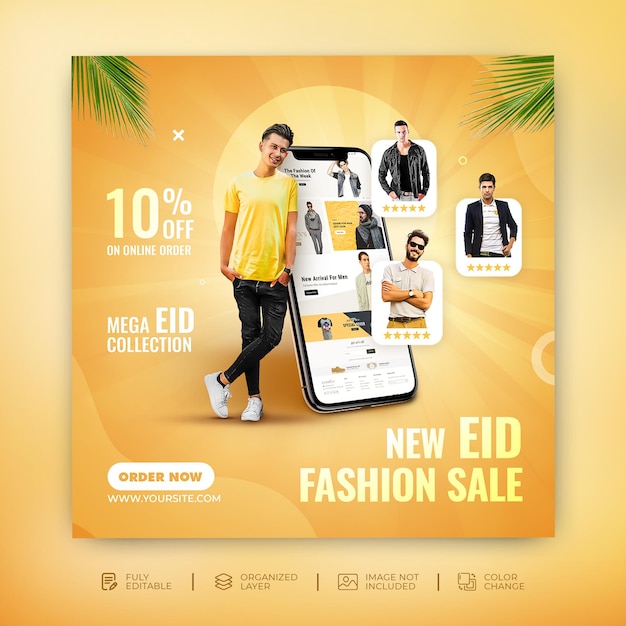 Eid Moda Sprzedaż Baner Szablon Promocja W Mediach Społecznościowych Projekt Postu Psd