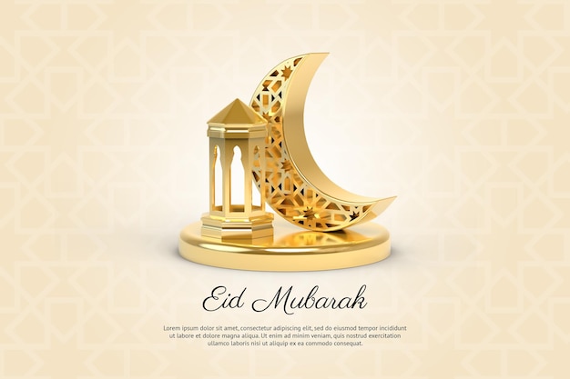 PSD eid mubarak 3d realistic greeting background