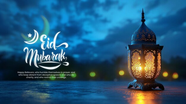 Eid mubarak background with moon and stars ramadan kareem