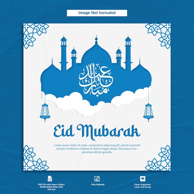 Eid Mubarak Begroetingspostsjabloon Minimalsit Design