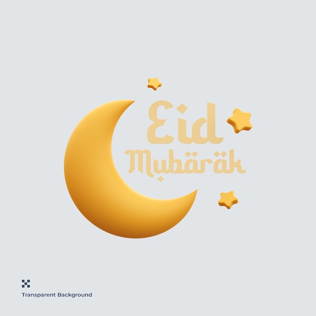 Eid mubarak cailgrafia 3d'illustrazione