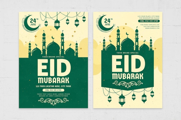 PSD의 Eid Mubarak 축하 전단 템플릿