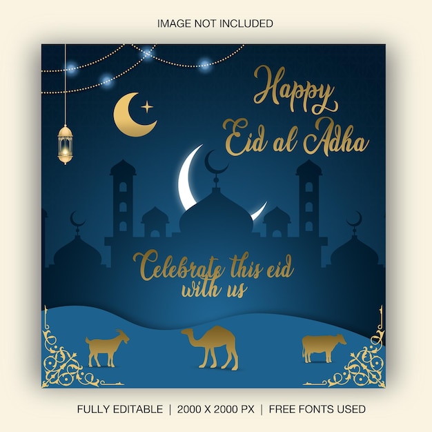 PSD eid mubarak and eid aladha social media banner template free psd