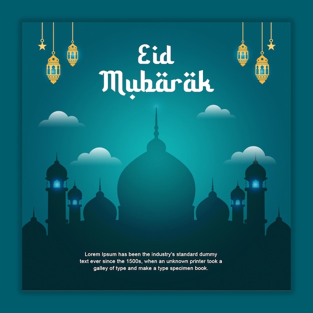 PSD eid mubarak eid alfitr social media post and banner template psd