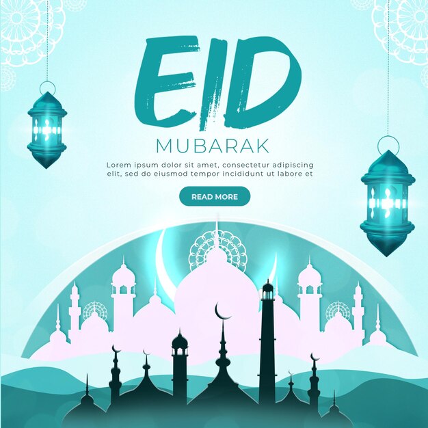 PSD eid mubarak eid ul fitr social media banner instagram post sjabloon ontwerp