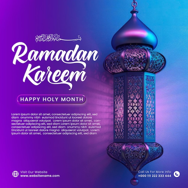 Eid Mubarak en Ramadan Kareem Islamitische feesten religieuze sociale media banner met lantaarns