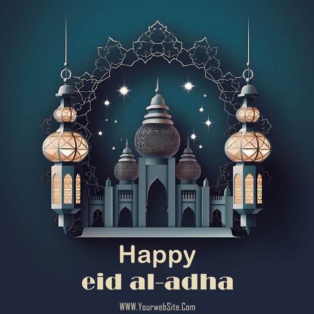 Sfondo decorativo di saluto del festival eid mubarak design creativo