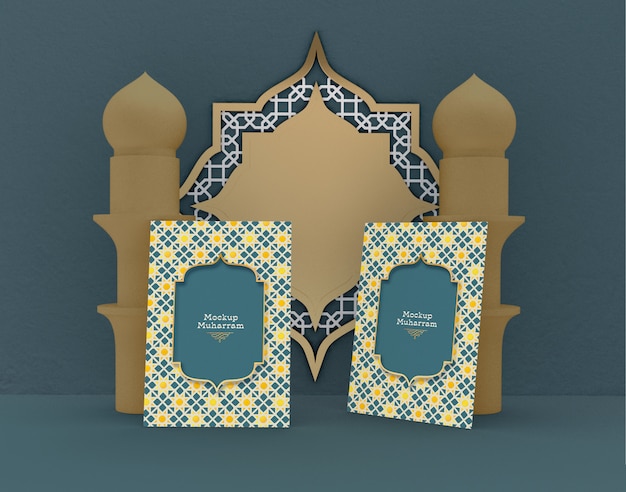 Eid mubarak, Greeting card mockup. Traditional islamic holiday.