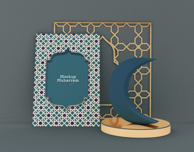 Eid mubarak, Greeting card mockup. Traditional islamic holiday.