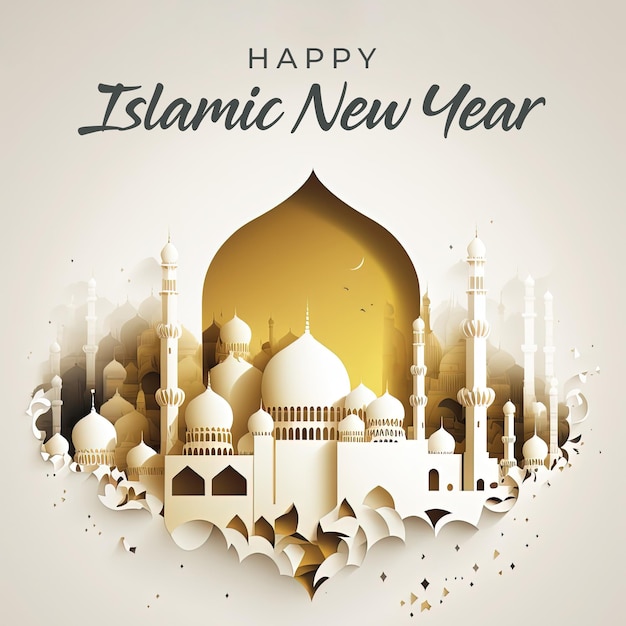 Eid mubarak Happy islamic new year festival social media post template