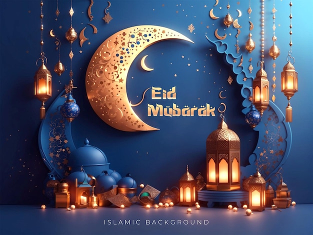 PSD eid mubarak islamic background design templates