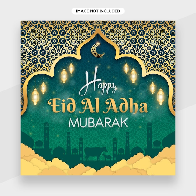 Eid mubarak islamic festival social media banner template or facebook cover template