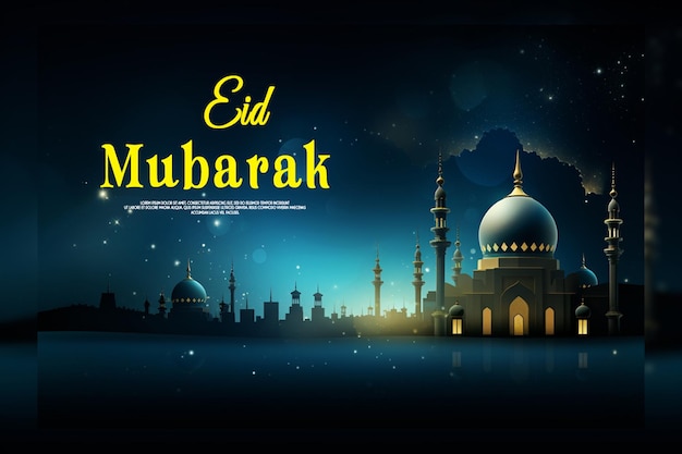 PSD eid mubarak islamic festival social media post template