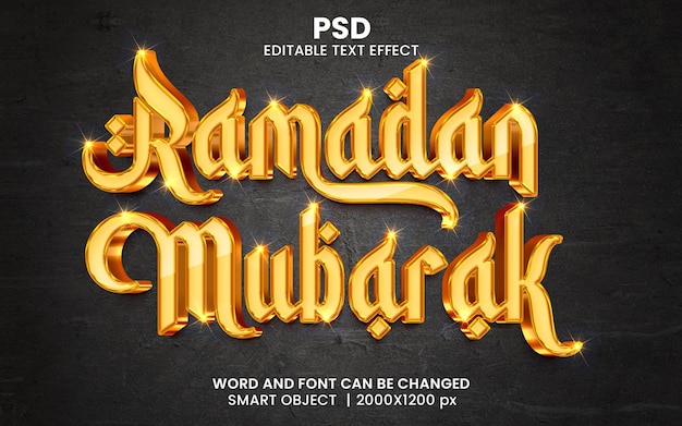 PSD Ид мубарак роскошный 3d редактируемый текстовый эффект в стиле фотошоп с фоном