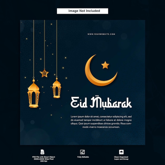 Eid mubarak minimalistisch ontwerp wenskaartsjabloon