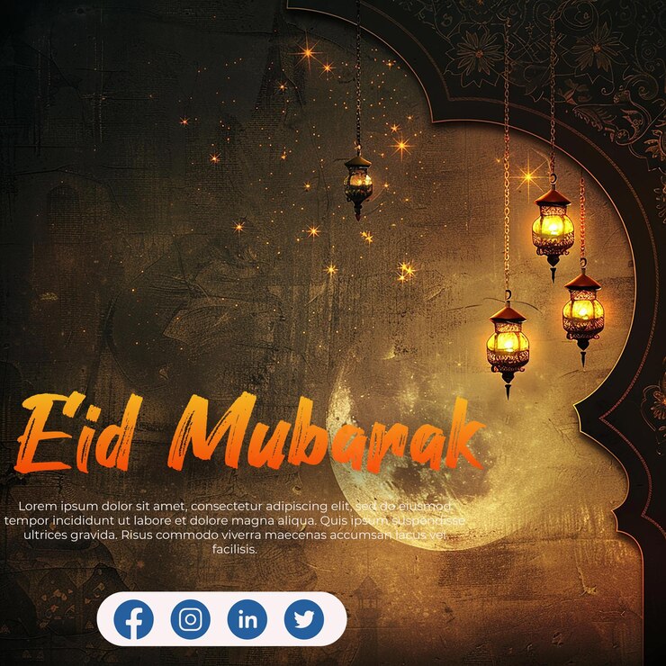 eid mubarak moon and mosque beautiful background