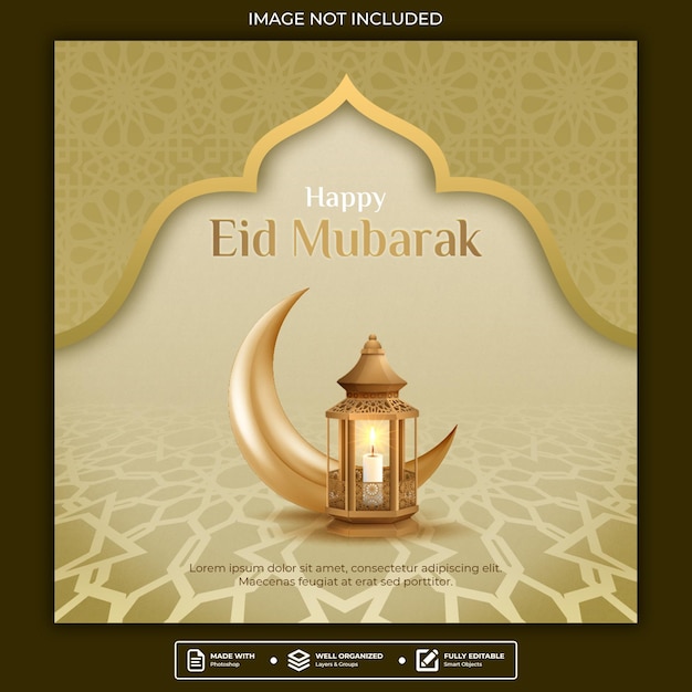 Eid Mubarak Post Na Instagramie Lub Kwadratowy Szablon Sieciowy Baner Społecznościowy