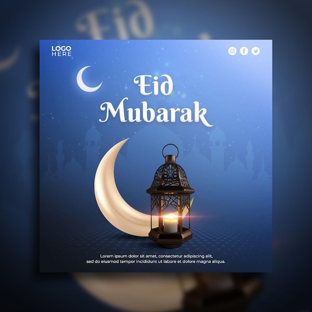 Eid mubarak postsjabloon voor sociale media