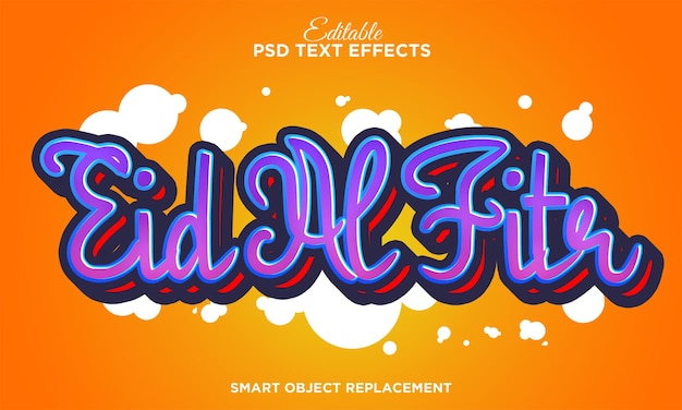 Eid Mubarak psd 3d edytowalny efekt tekstowy