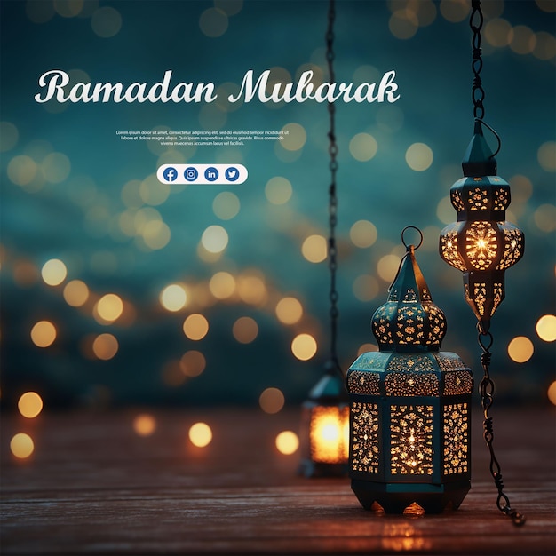 PSD eid mubarak ramadan season festival greeting design