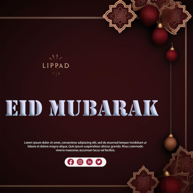 PSD eid mubarak ramadan stagione festival design di saluto