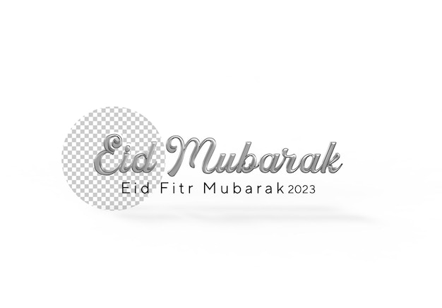 PSD eid mubarak silver typography