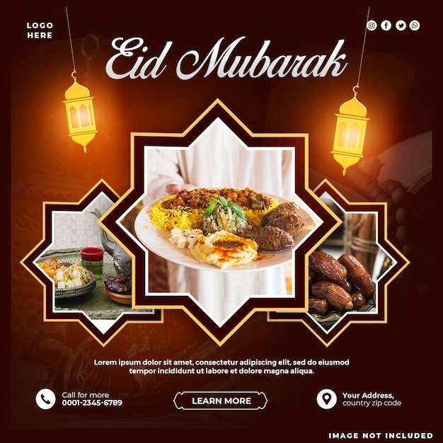 PSD eid mubarak social media design post template