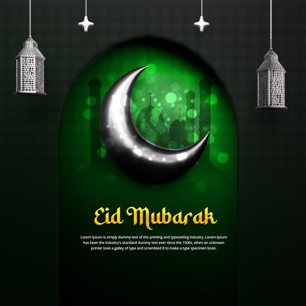 Eid Mubarak social media post template or festival Eid social media banner template