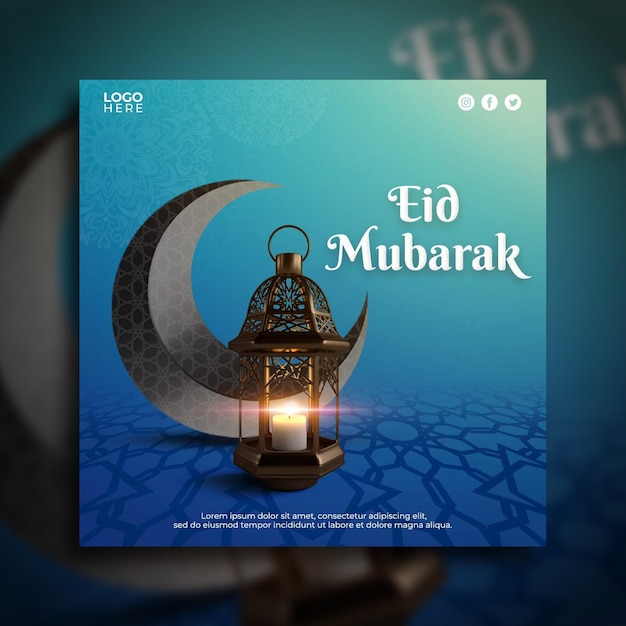 PSD eid mubarak social media post template