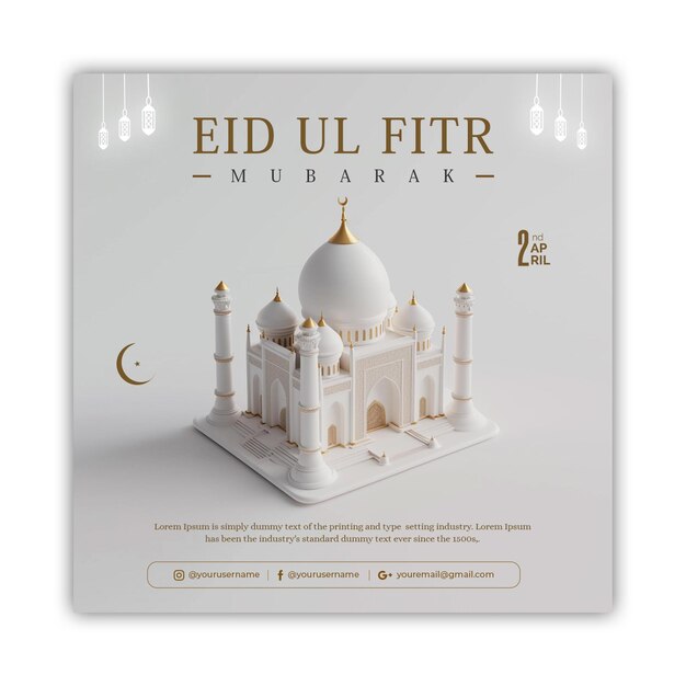 PSD eid mubarak social media post template