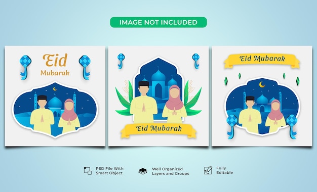 eid mubarak social media template collection