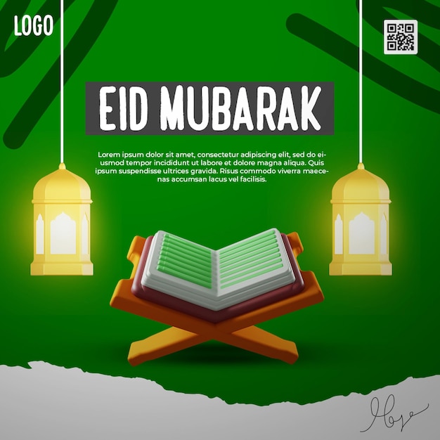 PSD eid mubarak special social media post template