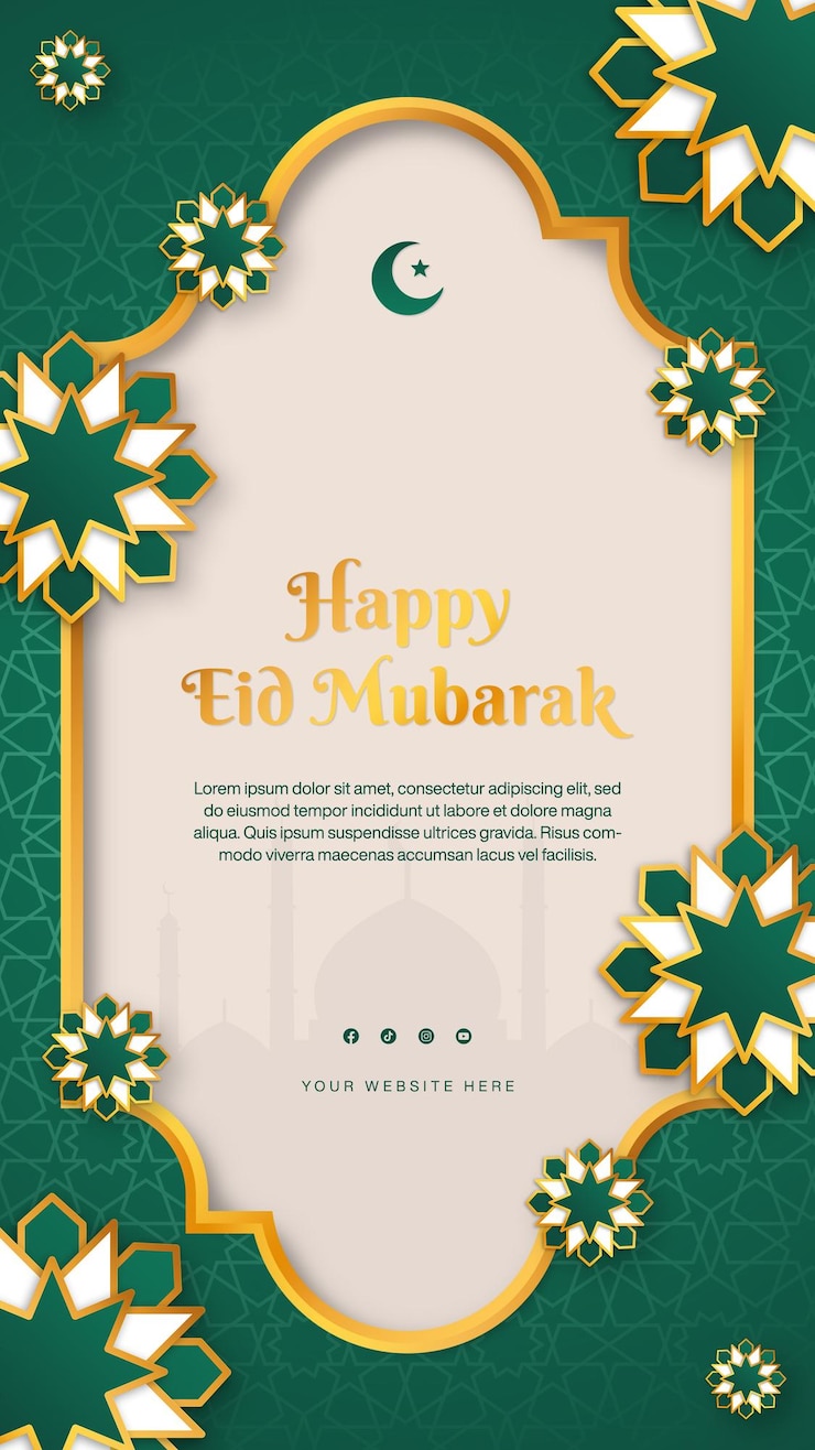 PSD eid mubarak template for instagram story design in green theme with mandala element