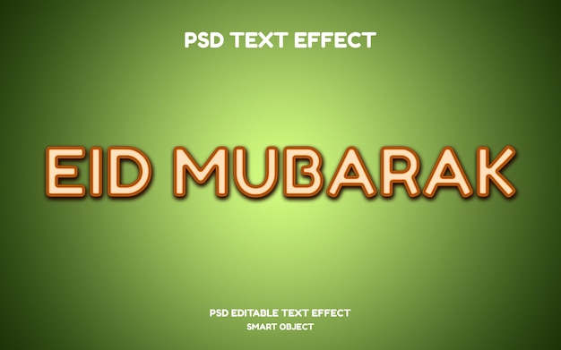 PSD eid mubarak text effect design