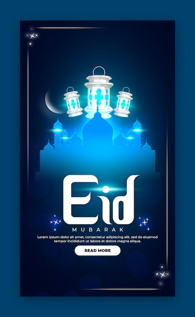 PSD eid mubarik i eid ul fitr szablon na instagramie i facebooku