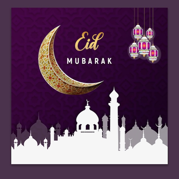 Eid postmoon and mosque social banner design