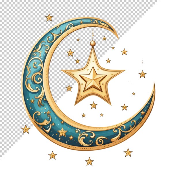 PSD eid and ramadan lantern or moon stars mosque design isolated on transparent background