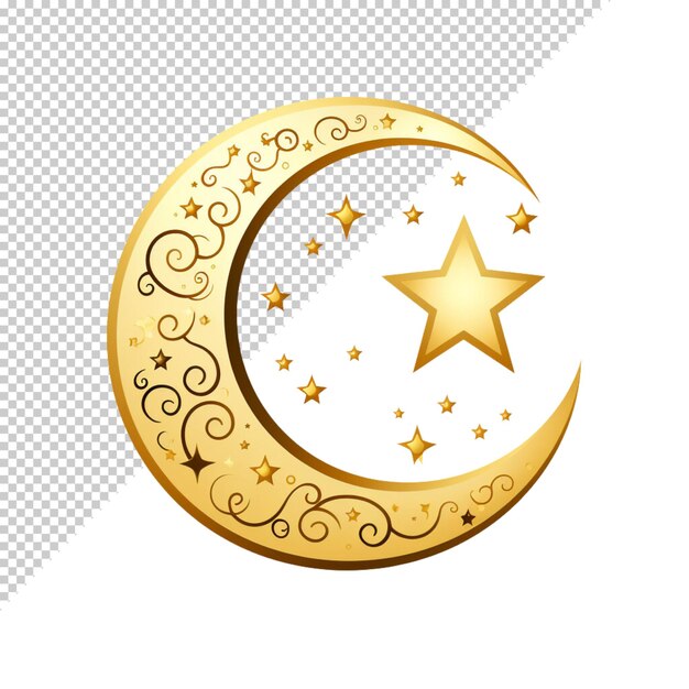 Eid and ramadan lantern or moon stars mosque design isolated on transparent background