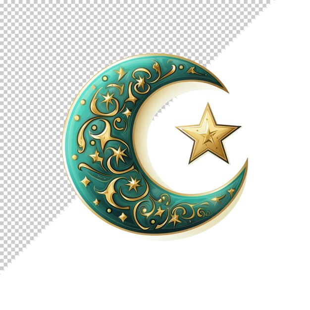 PSD eid and ramadan lantern or moon stars mosque design isolated on transparent background
