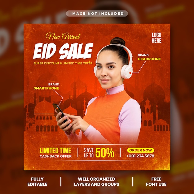 Eid sale instagram post banner template