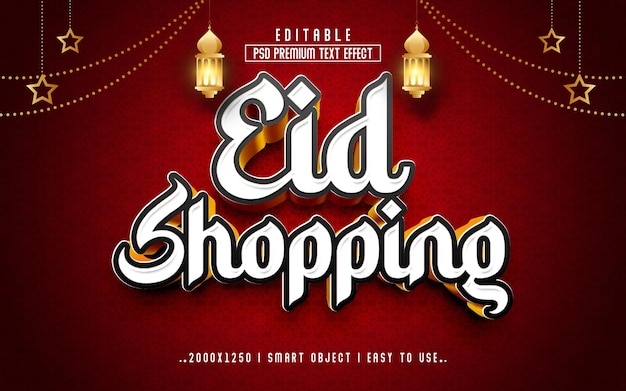 Eid Shopping 3d teksteffectstijl met achtergrond