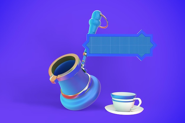 PSD mockup di set da caffè turco eid