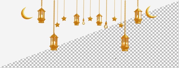 PSD eid ulfitr luxury lantern decoration 3d illustration concept rendering premium psd
