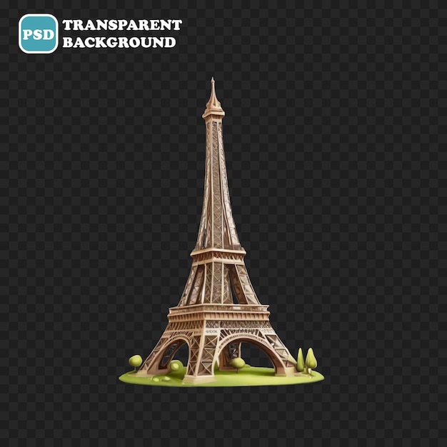 PSD icona di eiffel isolata illustrazione di rendering 3d