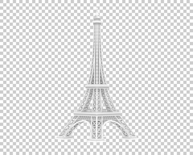 PSD torre eiffel isolata su sfondo trasparente 3d rendering illustrazione